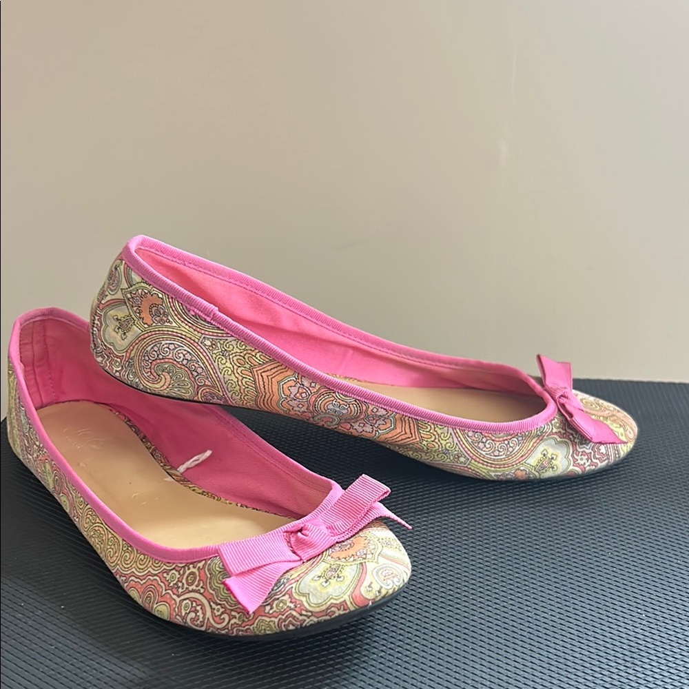 Ballet Flats, Floral Pattern, Pink (Size 10)